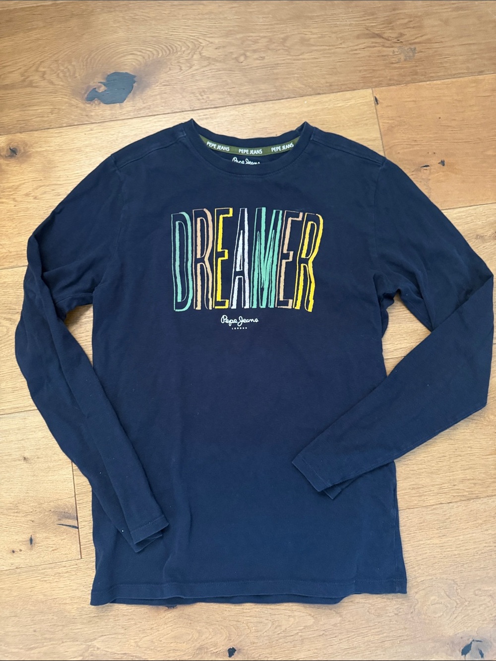 Pepe Jeans Navy Long Sleeve Tee with Multicolor DREAMER Graphic